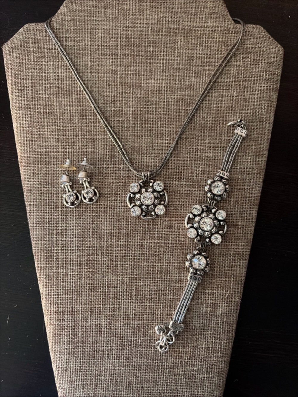 Brighton Twilight Retired Necklace Bracelet Crystal Earrings Set Pouch